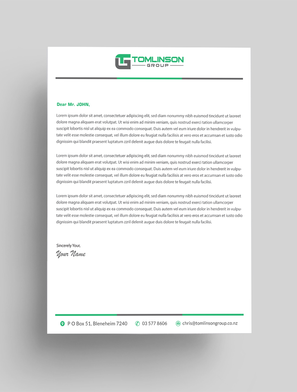 Letterhead Design by Infinitive Technology for Tomlinson Group | Design #18685406