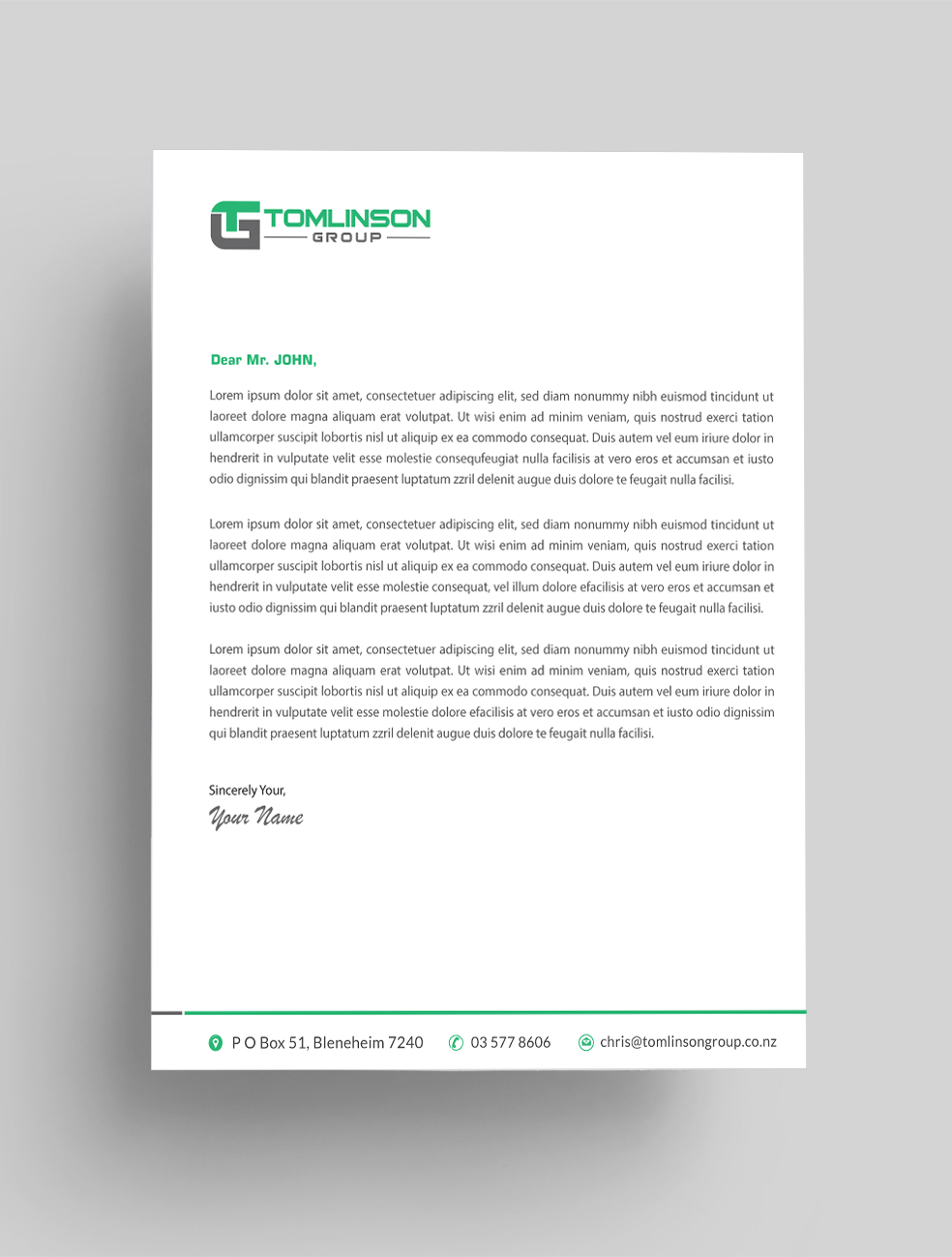 Diseño de Membrete por Infinitive Technology para Tomlinson Group | Diseño #18685475