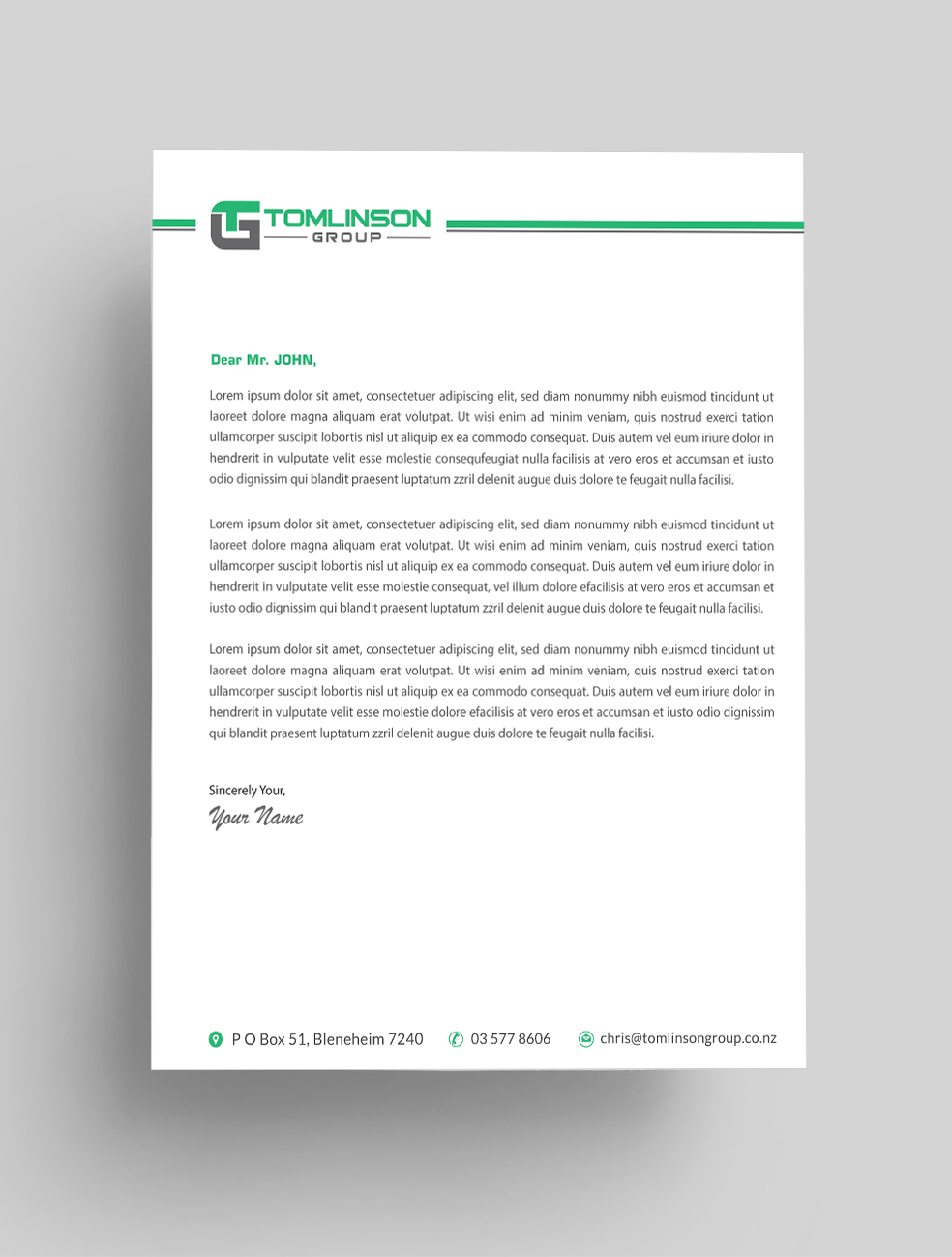 Letterhead Design by Infinitive Technology for Tomlinson Group | Design #18685478