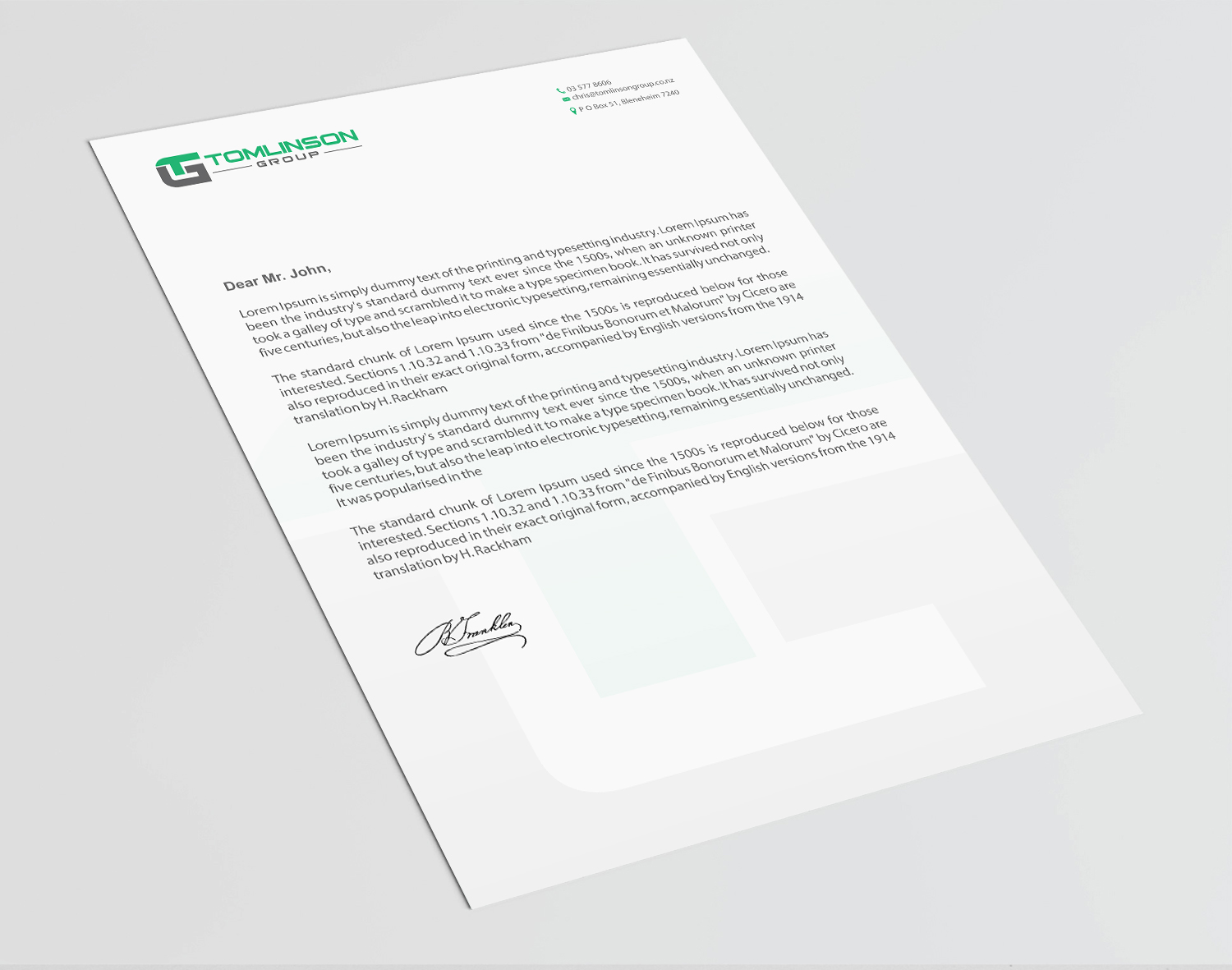 Letterhead Design by Infinitive Technology for Tomlinson Group | Design #18706249