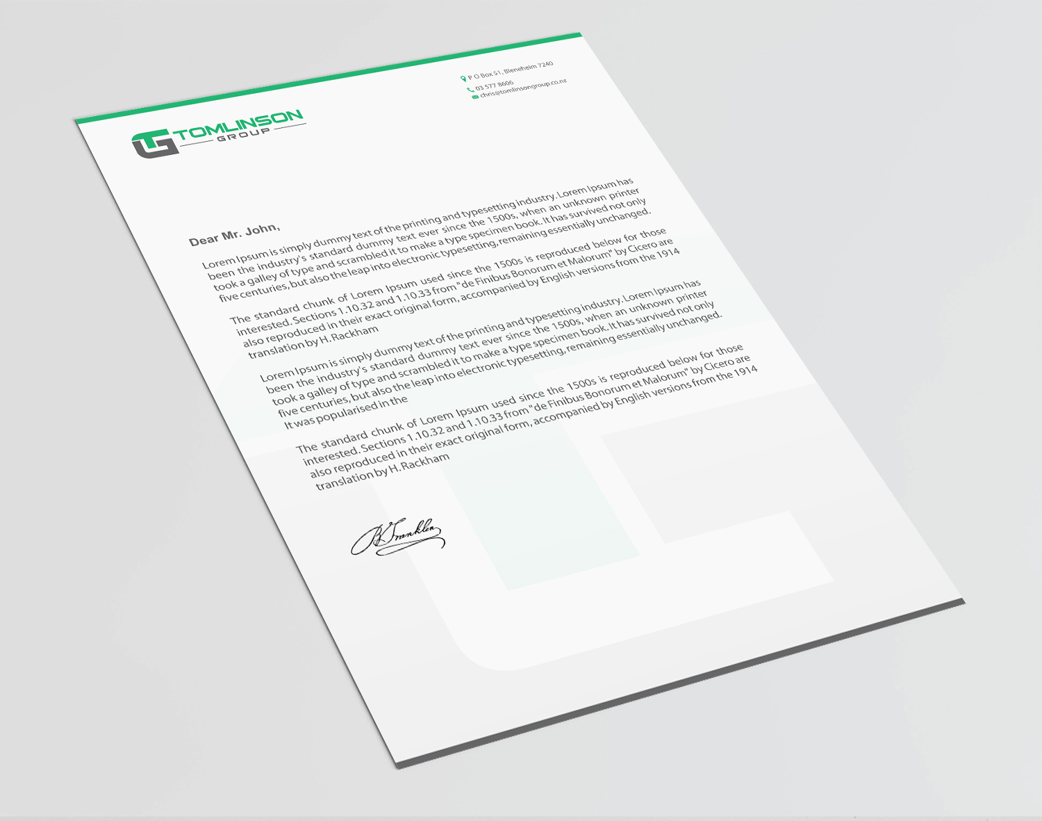Letterhead Design by Infinitive Technology for Tomlinson Group | Design #18706332