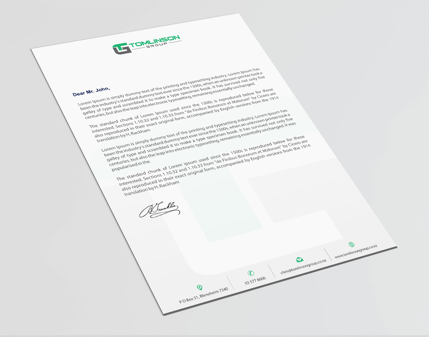 Letterhead Design by Infinitive Technology for Tomlinson Group | Design #18706537