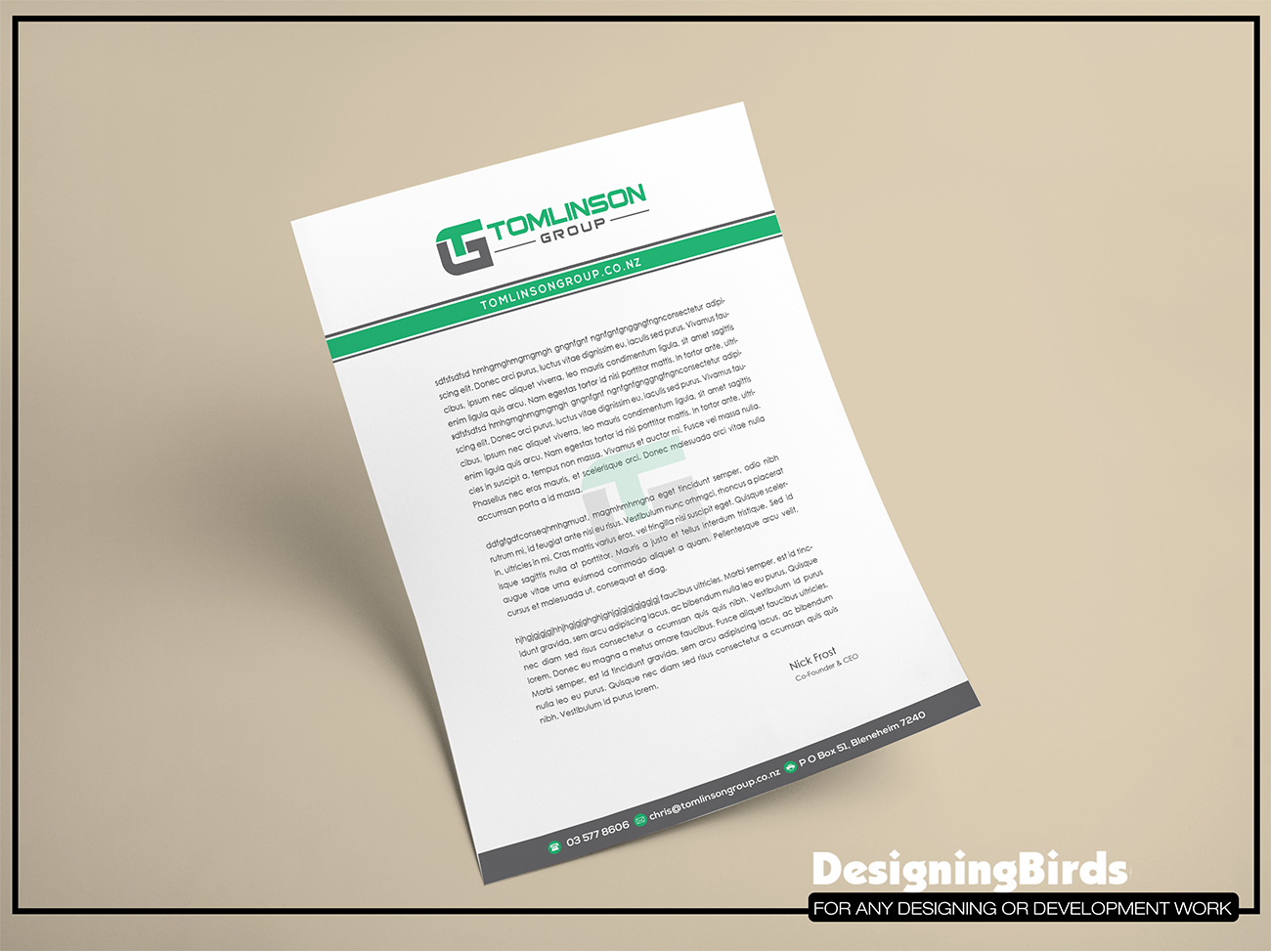 Letterhead Design by Designing Birds for Tomlinson Group | Design #18685471