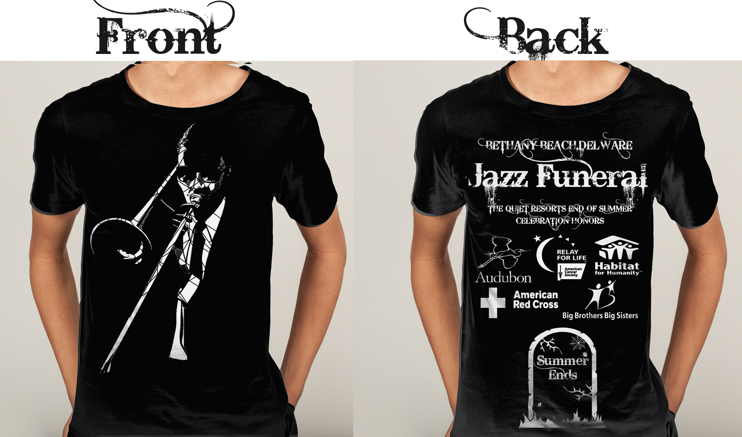 T-Shirt-Design von Kareem Afifi für BETHANY BEACH JAZZ FUNERAL | Design #18853874