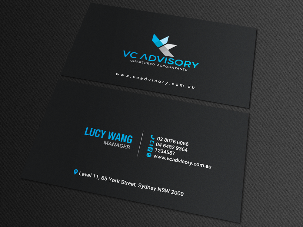 Diseño de Tarjeta de Presentación por chandrayaan.creative para VC Advisory Pty Ltd | Diseño #18670089