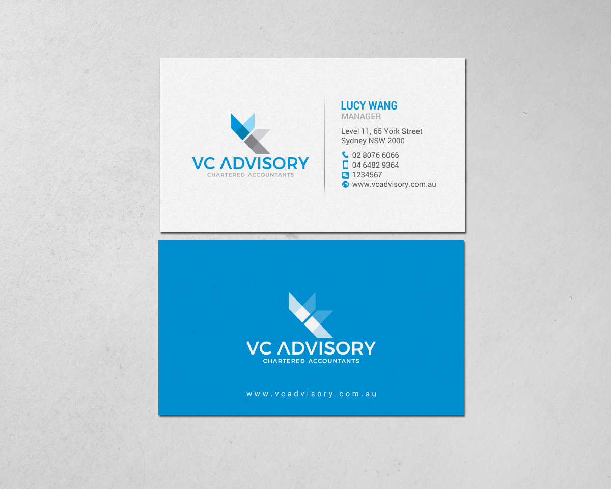 Design de Carte de Visite par chandrayaan.creative pour VC Advisory Pty Ltd | Design #18670091