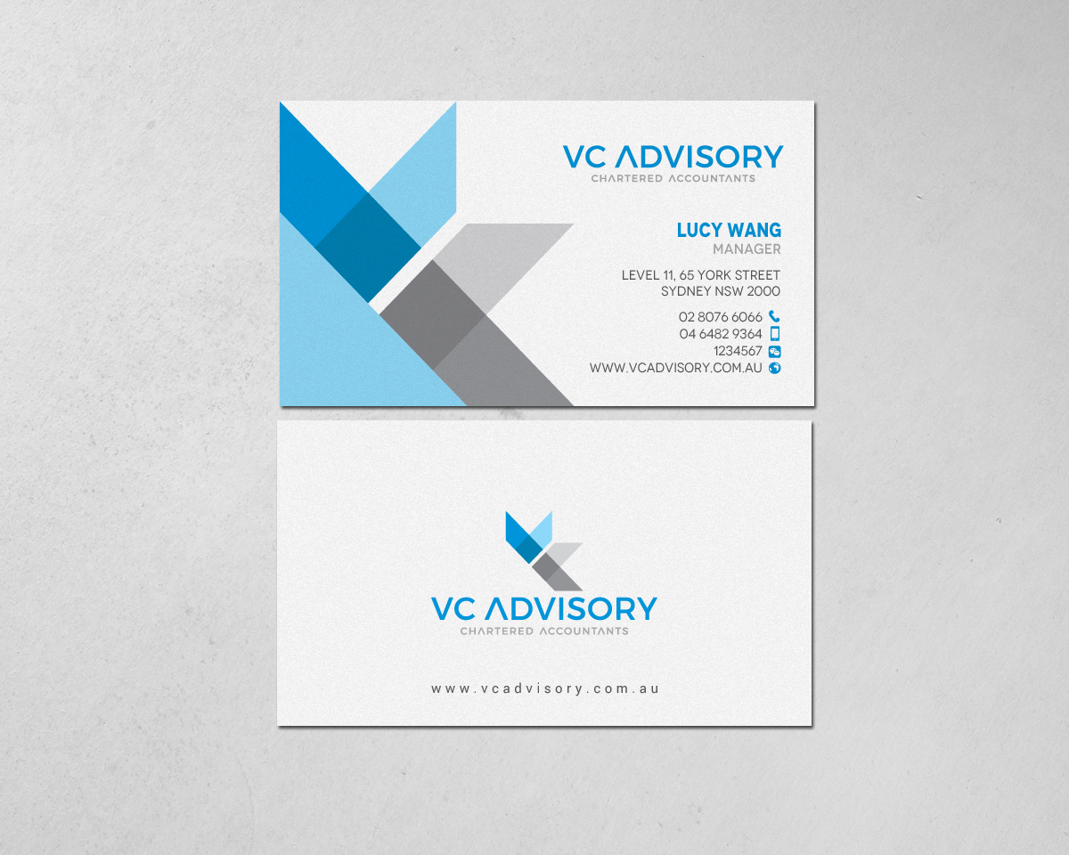 Design de Carte de Visite par chandrayaan.creative pour VC Advisory Pty Ltd | Design #18670101