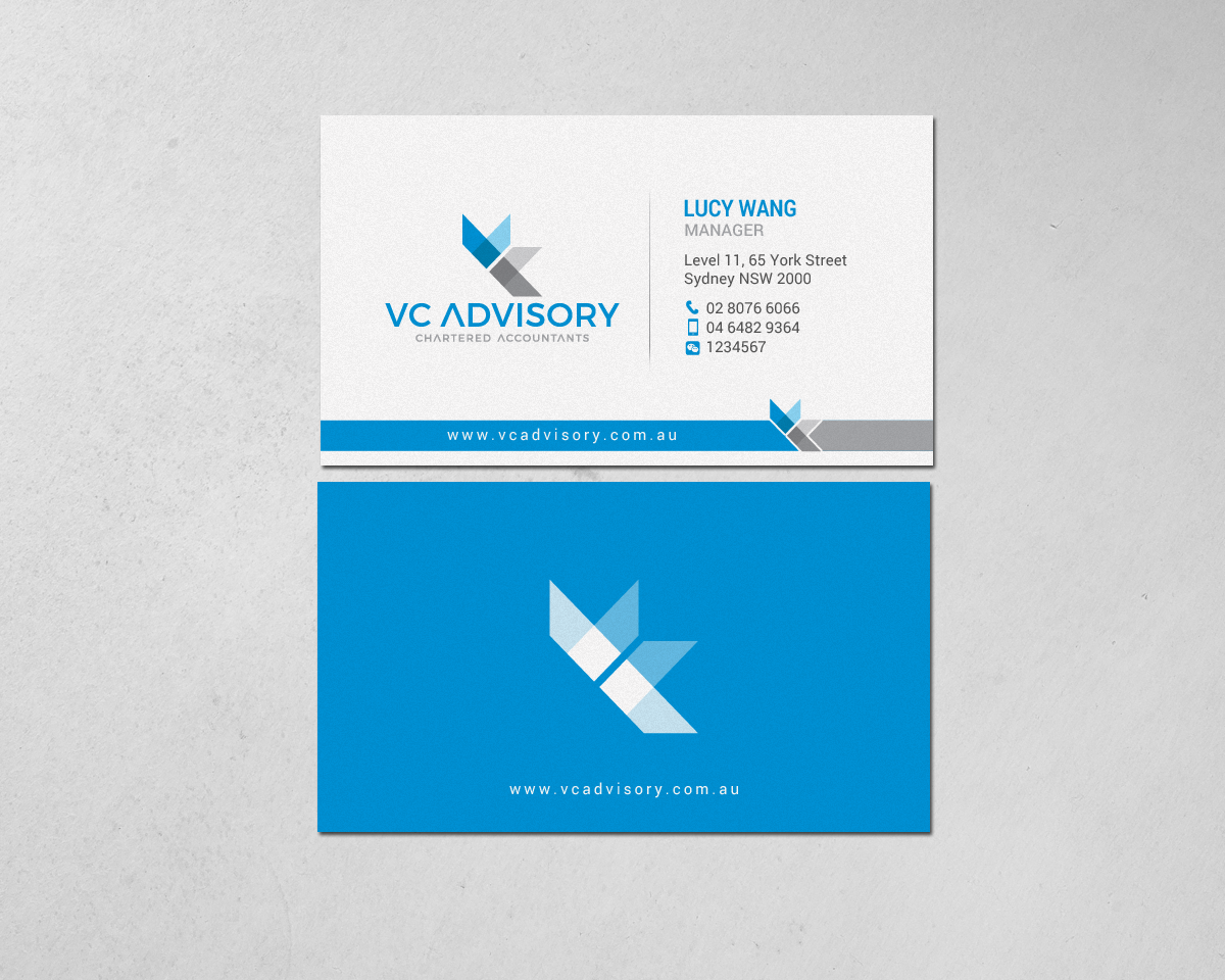 Business Card Design by chandrayaan.creative for VC Advisory Pty Ltd | Design #18672035