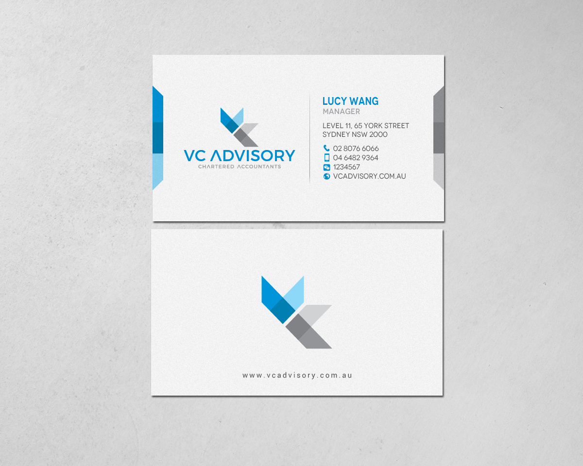 Diseño de Tarjeta de Presentación por chandrayaan.creative para VC Advisory Pty Ltd | Diseño #18672037