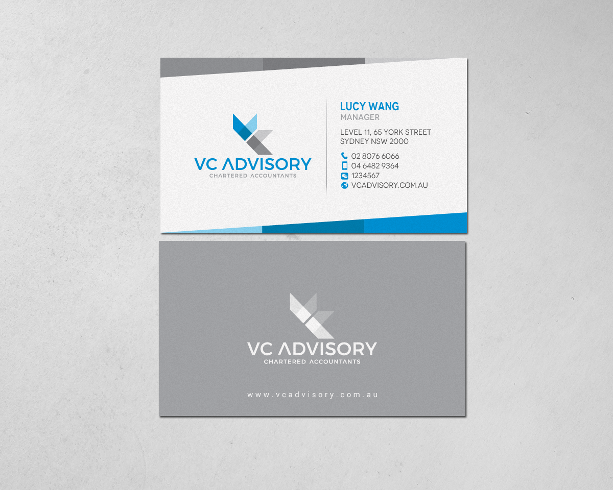 Diseño de Tarjeta de Presentación por chandrayaan.creative para VC Advisory Pty Ltd | Diseño #18672038