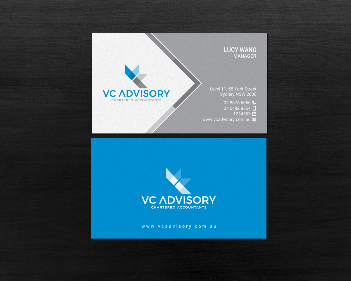 Diseño de Tarjeta de Presentación por chandrayaan.creative para VC Advisory Pty Ltd | Diseño #18672039