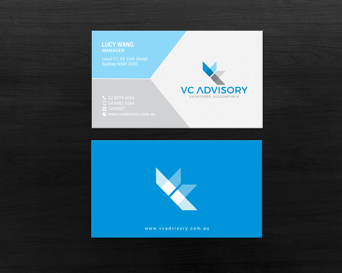 Diseño de Tarjeta de Presentación por chandrayaan.creative para VC Advisory Pty Ltd | Diseño #18673867