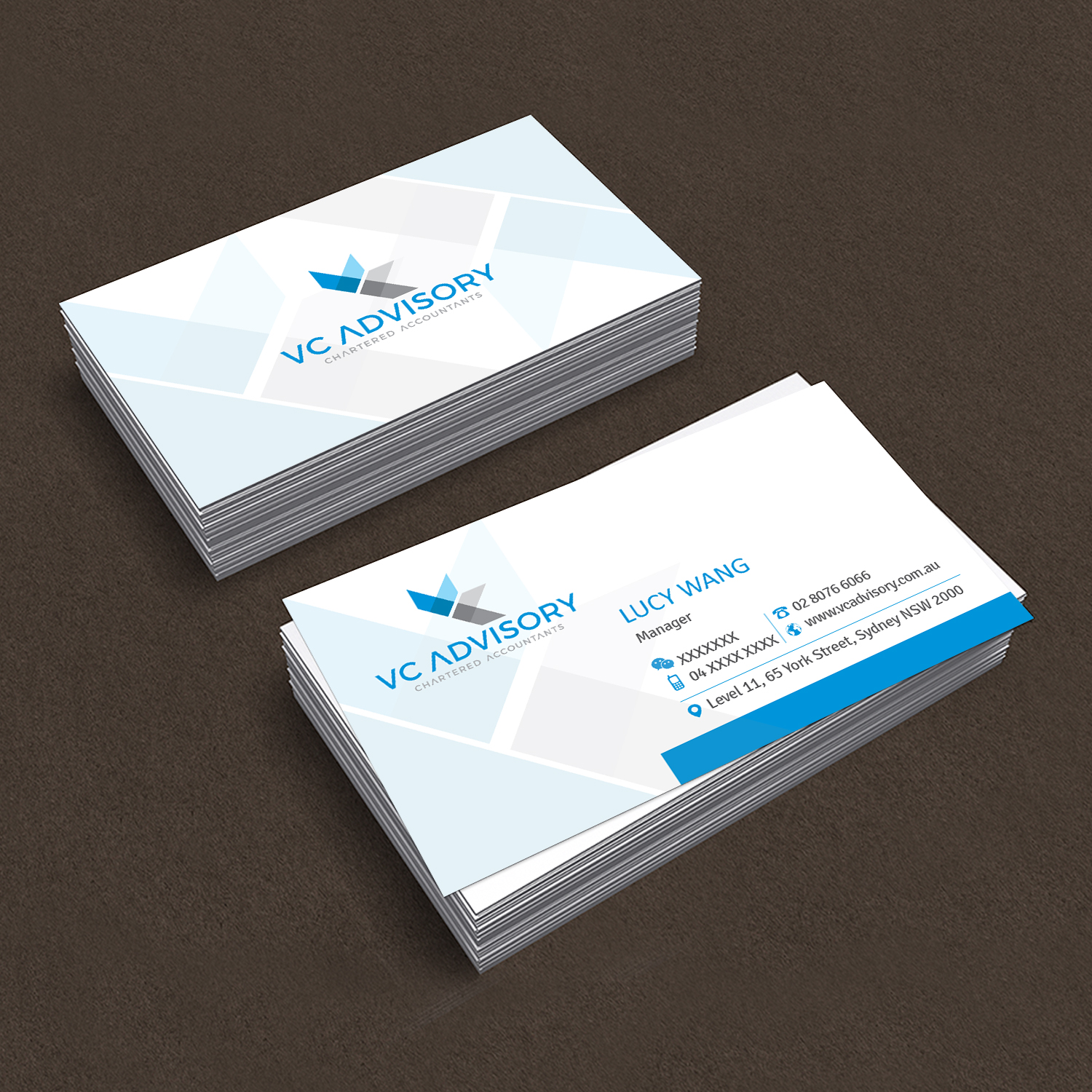Design de Carte de Visite par Creative Jiniya pour VC Advisory Pty Ltd | Design #18666841