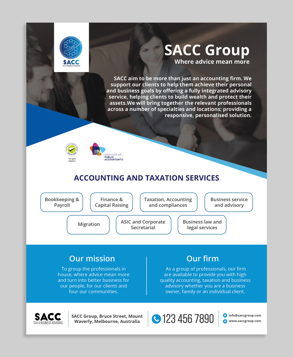 Flyer Design by AbyJohns for SACC Services pty ltd | Design #18728695
