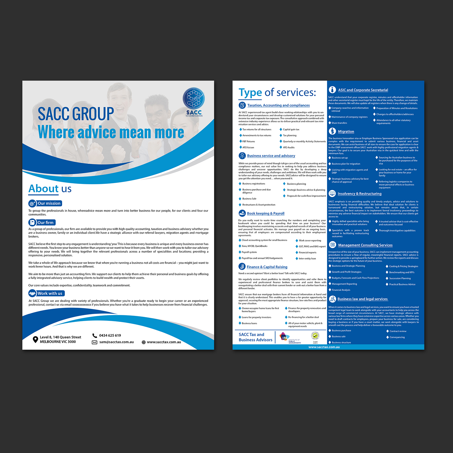 Design de Flyer par aspiremedia pour SACC Services pty ltd | Design #18725699