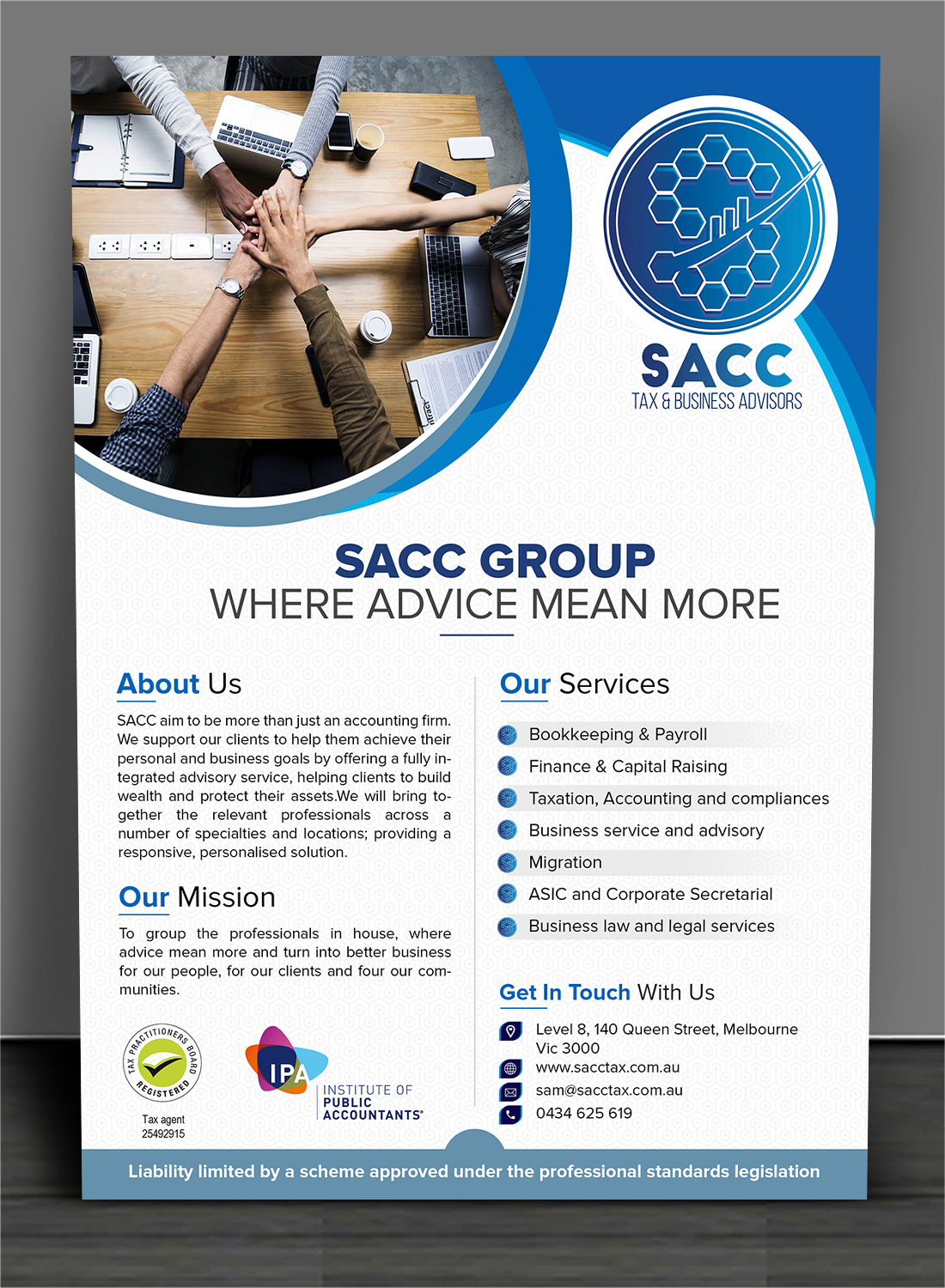 Design de Flyer par SAI DESIGNS pour SACC Services pty ltd | Design #18730333