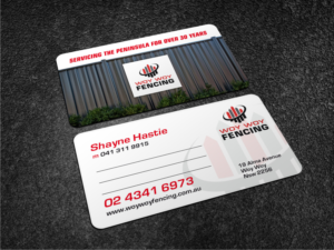 Long Established Local Fencing (not swords) Business needs fresh Business Cards | Business Card Design by Atvento Graphics