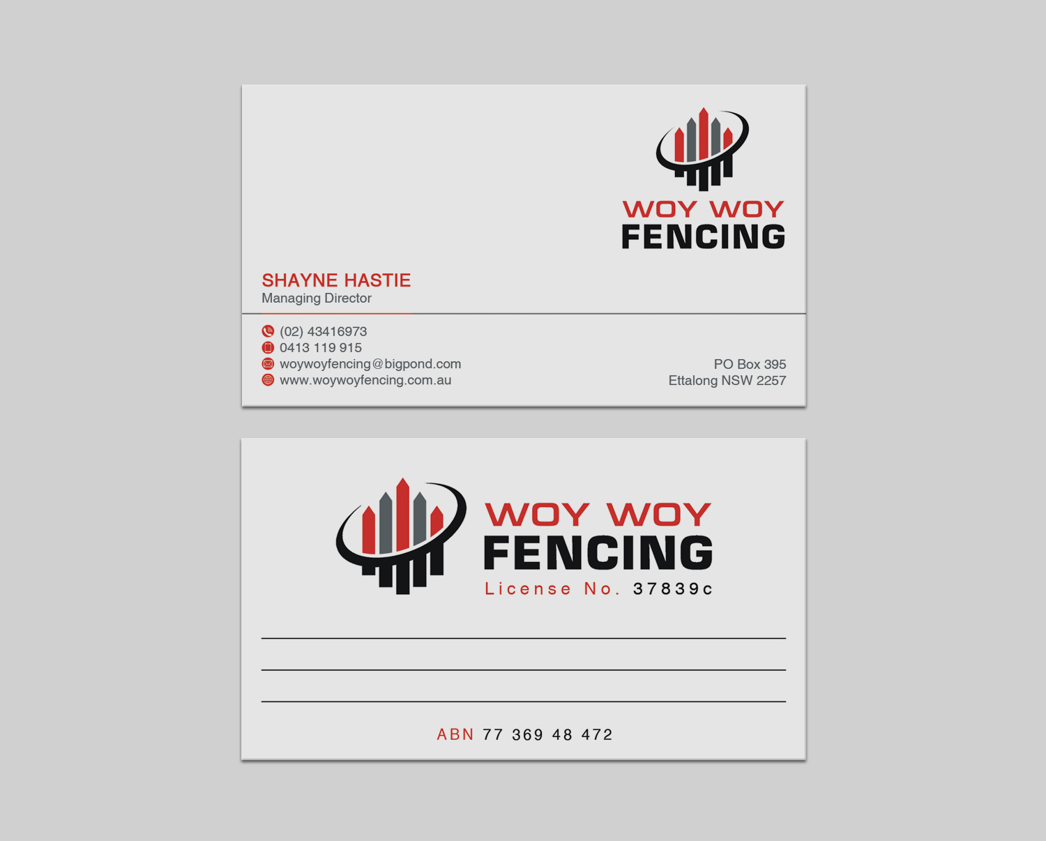 Business Card Design by WebixBD for Woy Woy Fencing | Design #18725049