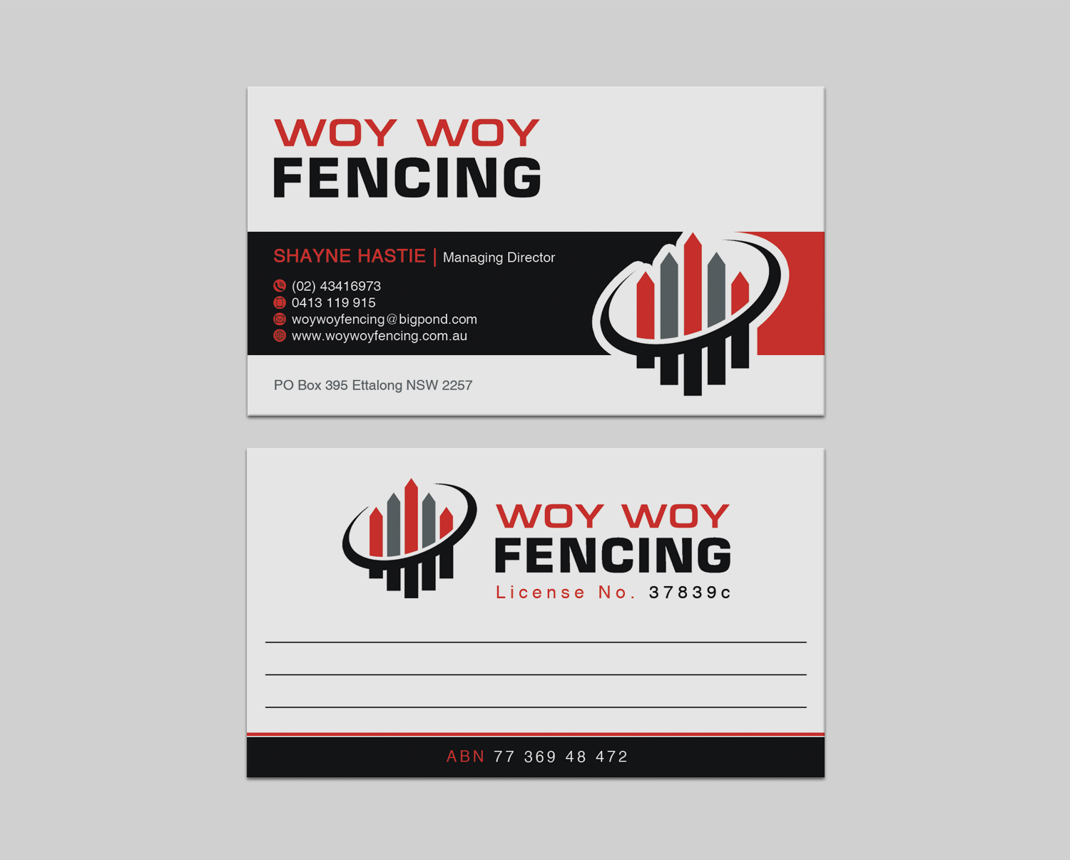 Diseño de Tarjeta de Presentación por WebixBD para Woy Woy Fencing | Diseño #18725152