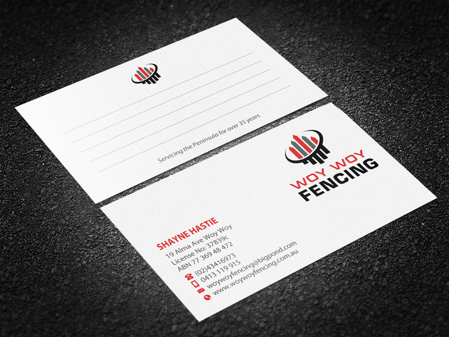 Business Card Design by Brand aid for Woy Woy Fencing | Design #18761751