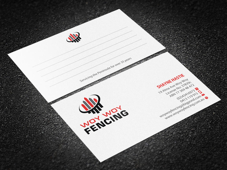 Business Card Design by Brand aid for Woy Woy Fencing | Design #18761752