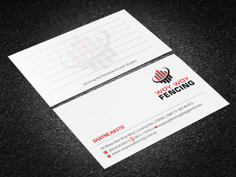 Business Card Design by Brand aid for Woy Woy Fencing | Design #18761753