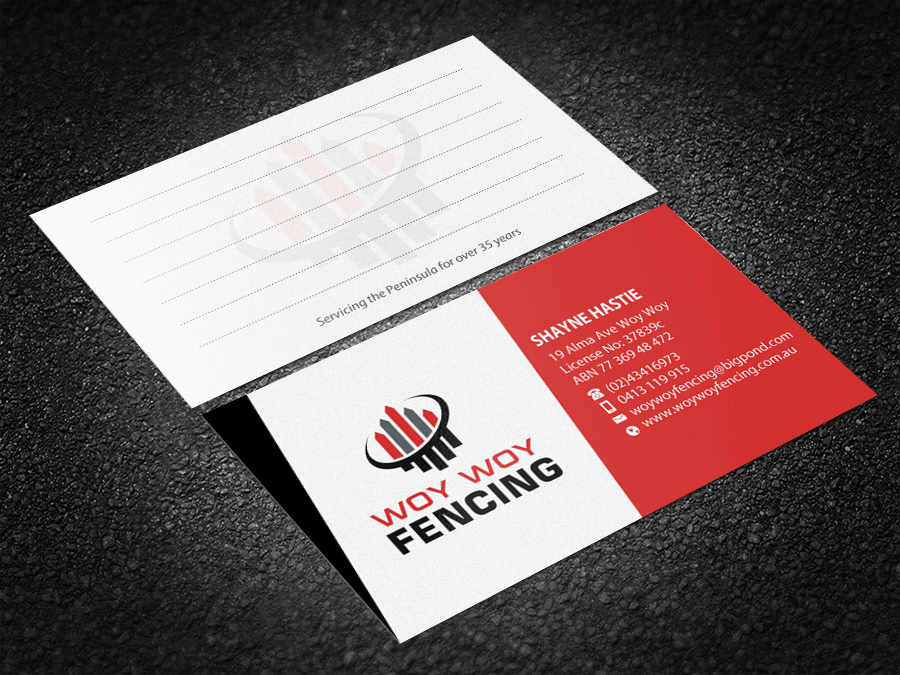 Business Card Design by Brand aid for Woy Woy Fencing | Design #18761773