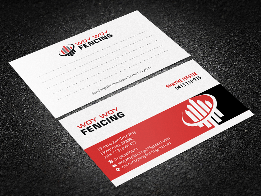 Business Card Design by Brand aid for Woy Woy Fencing | Design #18761775