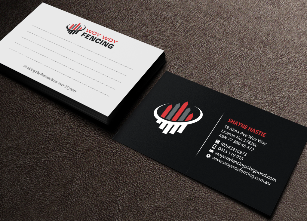 Business Card Design by Brand aid for Woy Woy Fencing | Design #18761802