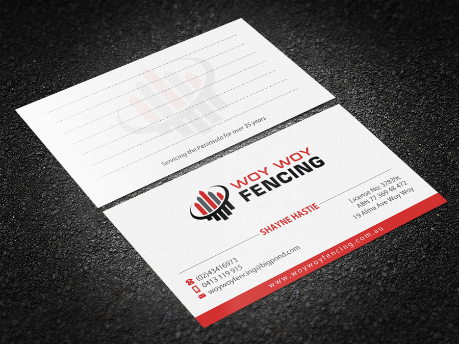 Business Card Design by Brand aid for Woy Woy Fencing | Design #18773512