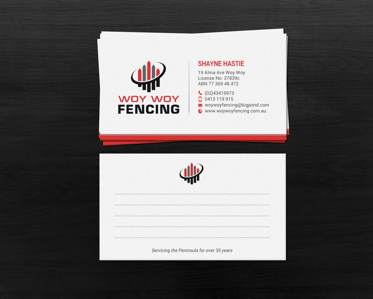 Business Card Design by chandrayaan.creative for Woy Woy Fencing | Design #18717552
