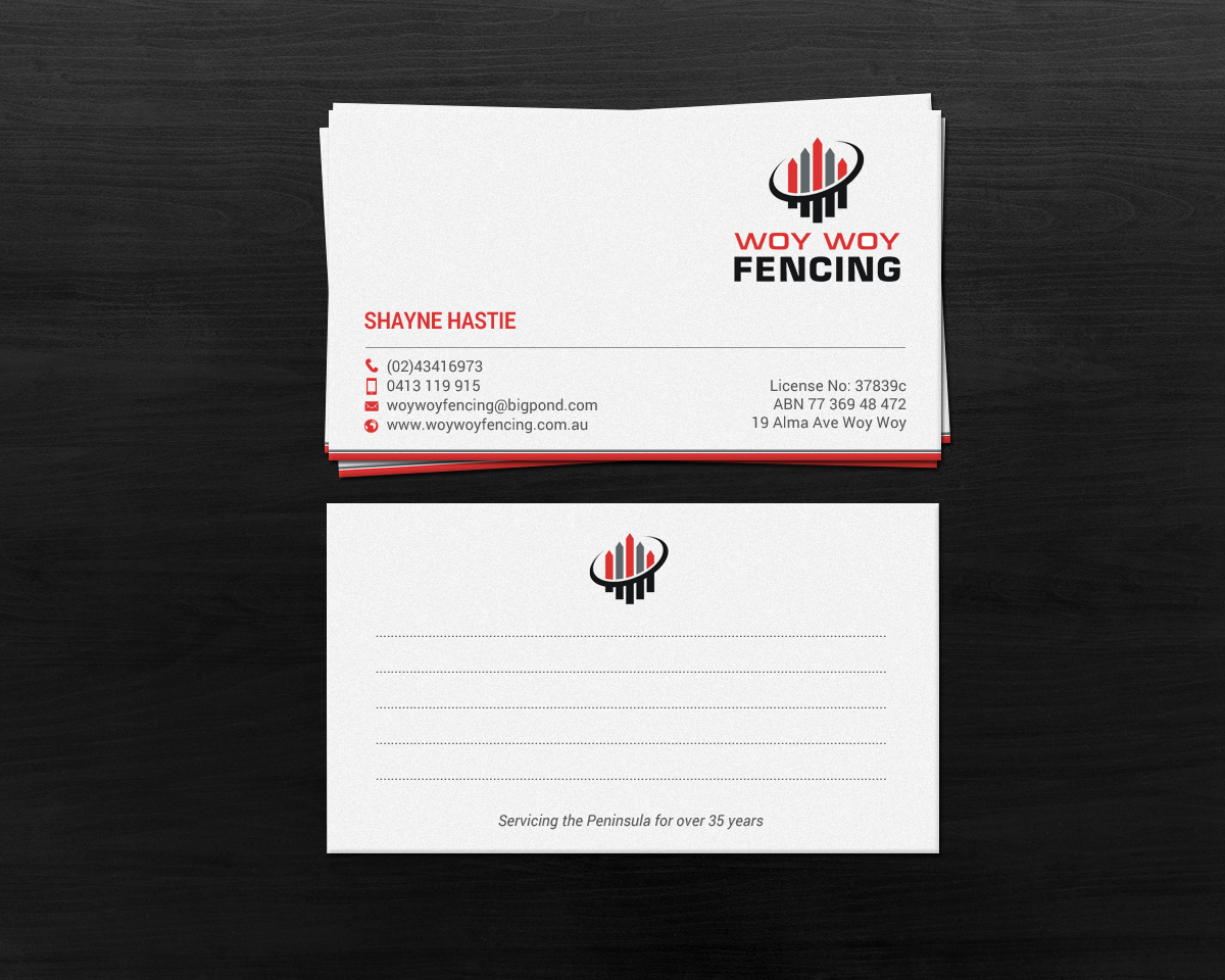 Business Card Design by chandrayaan.creative for Woy Woy Fencing | Design #18717553