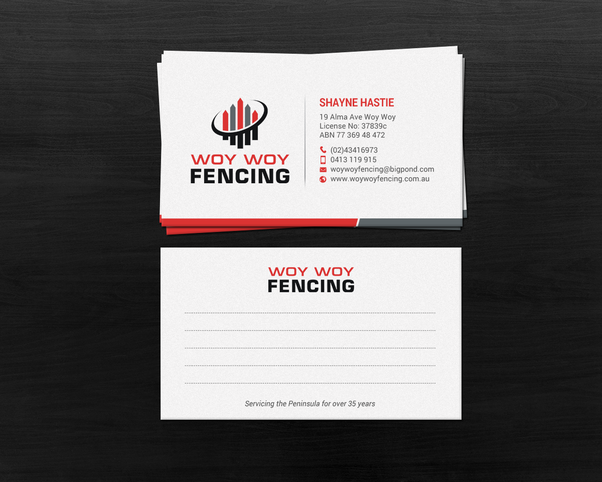 Business Card Design by chandrayaan.creative for Woy Woy Fencing | Design #18717556