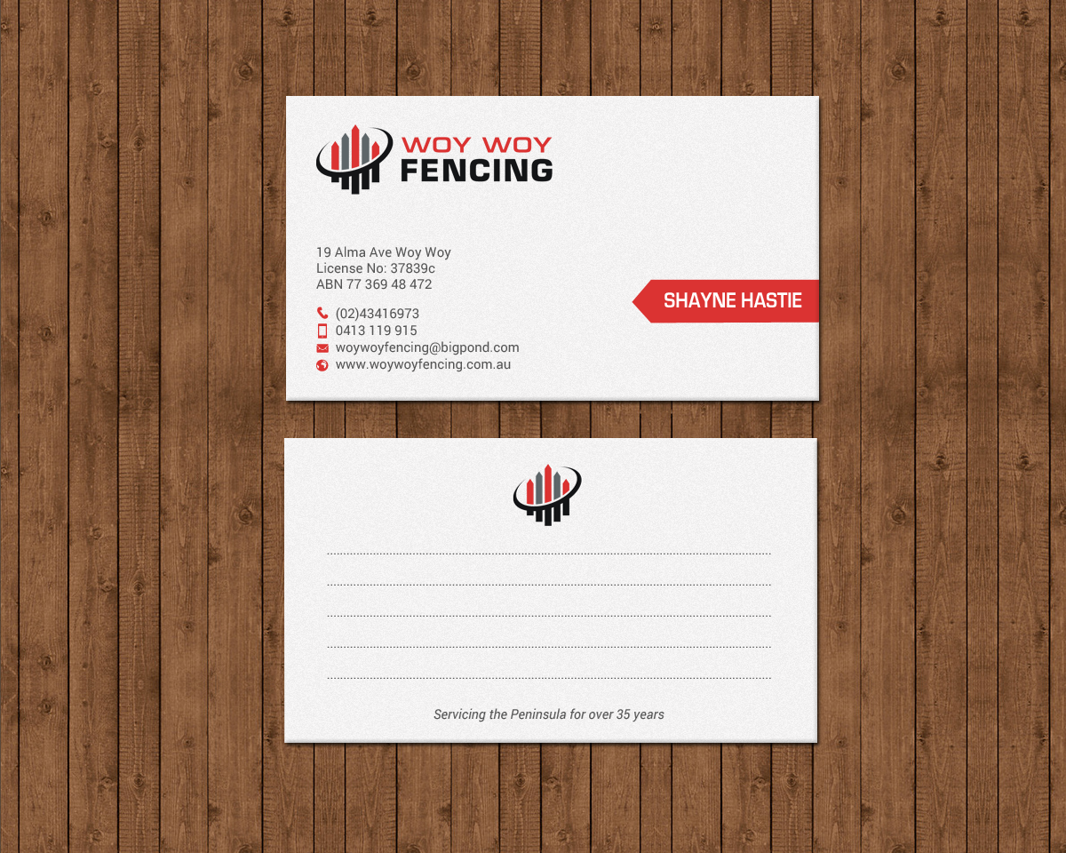 Business Card Design by chandrayaan.creative for Woy Woy Fencing | Design #18717663