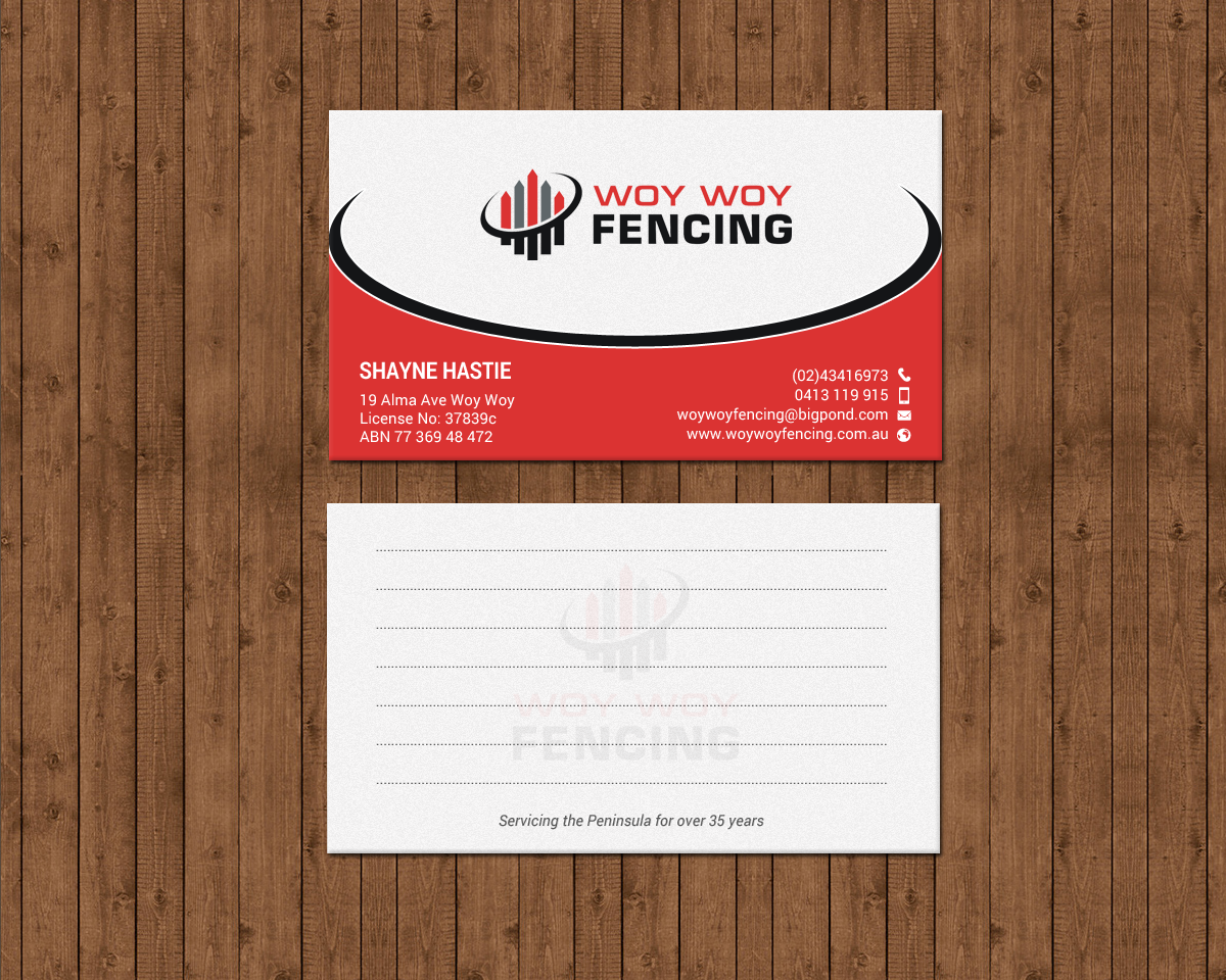 Business Card Design by chandrayaan.creative for Woy Woy Fencing | Design #18717665
