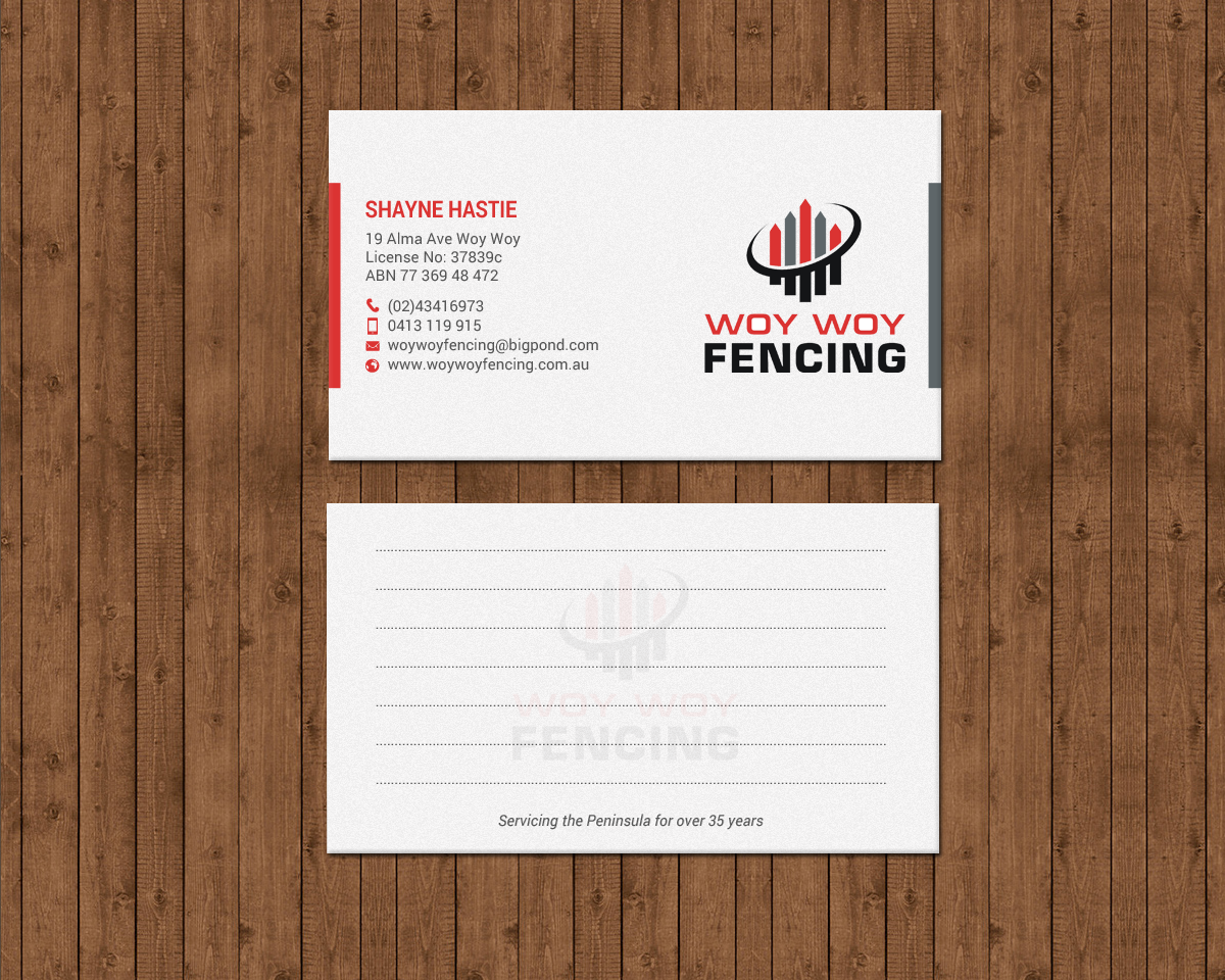 Business Card Design by chandrayaan.creative for Woy Woy Fencing | Design #18720857