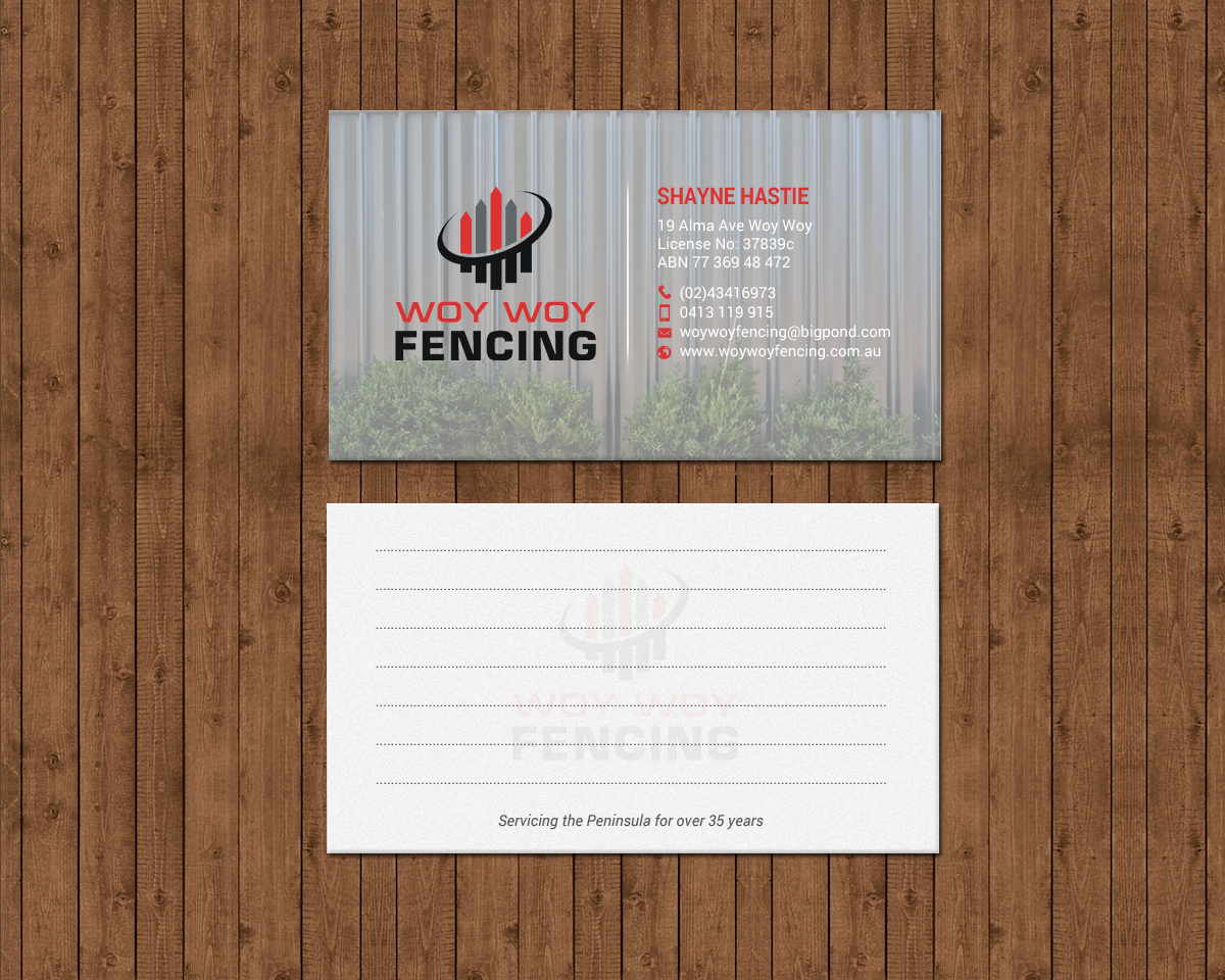 Business Card Design by chandrayaan.creative for Woy Woy Fencing | Design #18720859