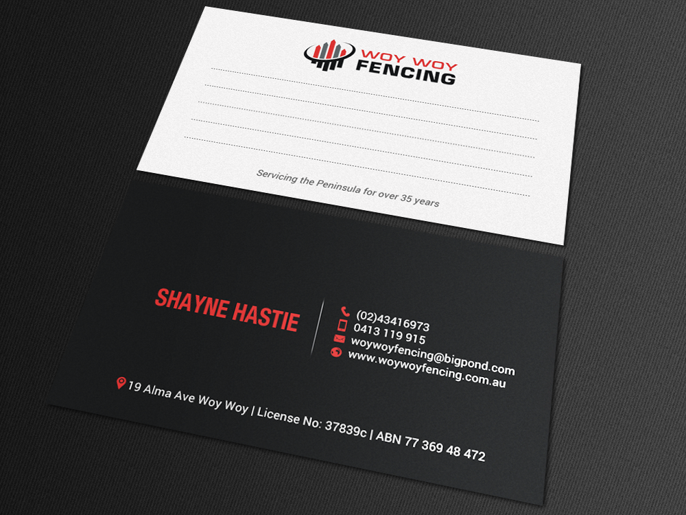 Business Card Design by chandrayaan.creative for Woy Woy Fencing | Design #18722866