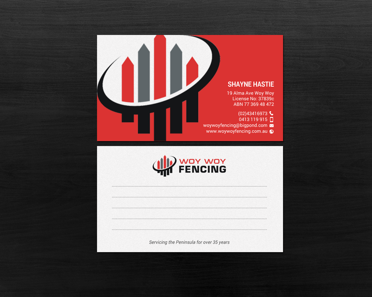 Business Card Design by chandrayaan.creative for Woy Woy Fencing | Design #18722870