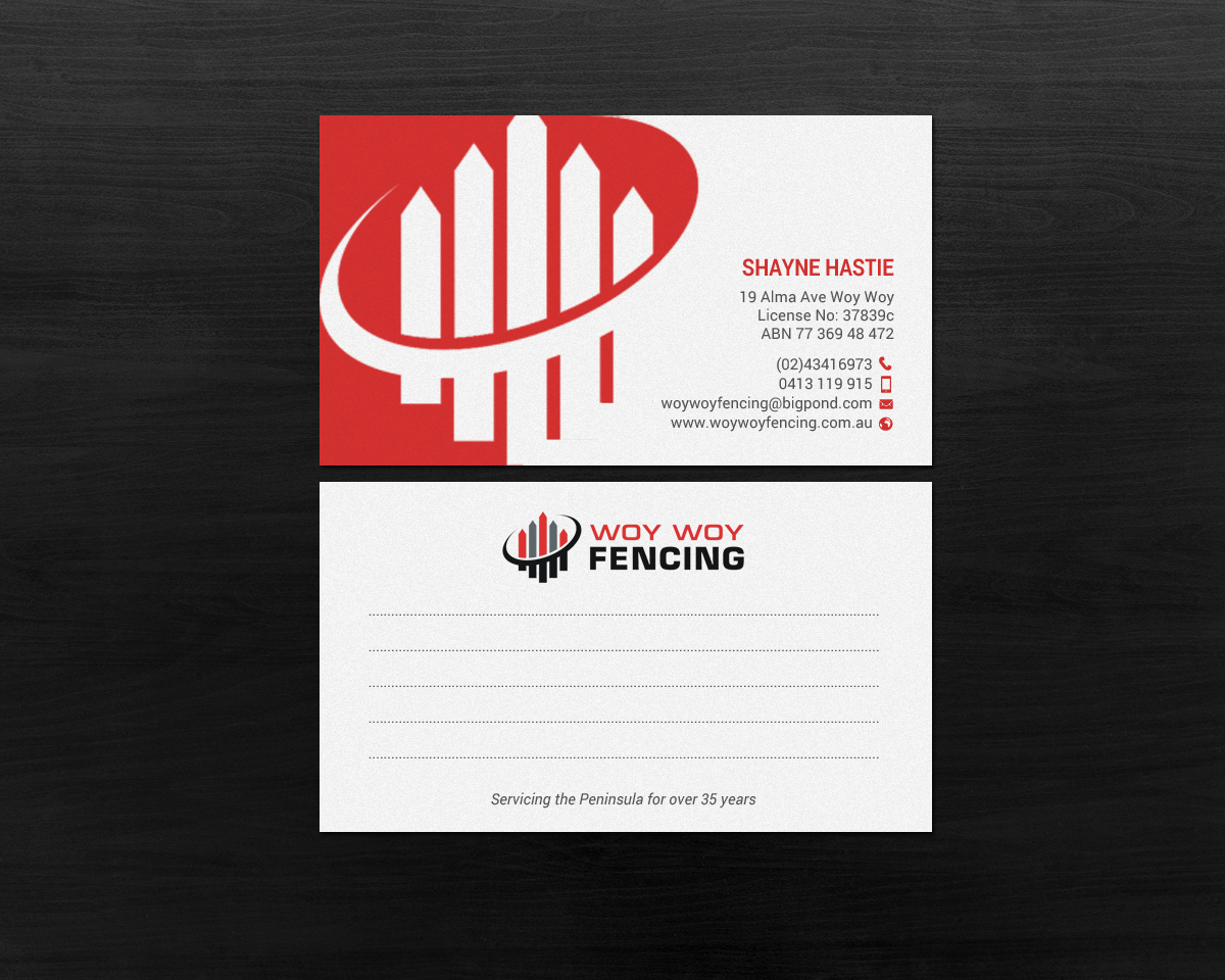 Business Card Design by chandrayaan.creative for Woy Woy Fencing | Design #18722875