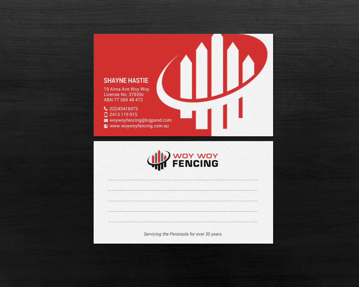 Business Card Design by chandrayaan.creative for Woy Woy Fencing | Design #18722876