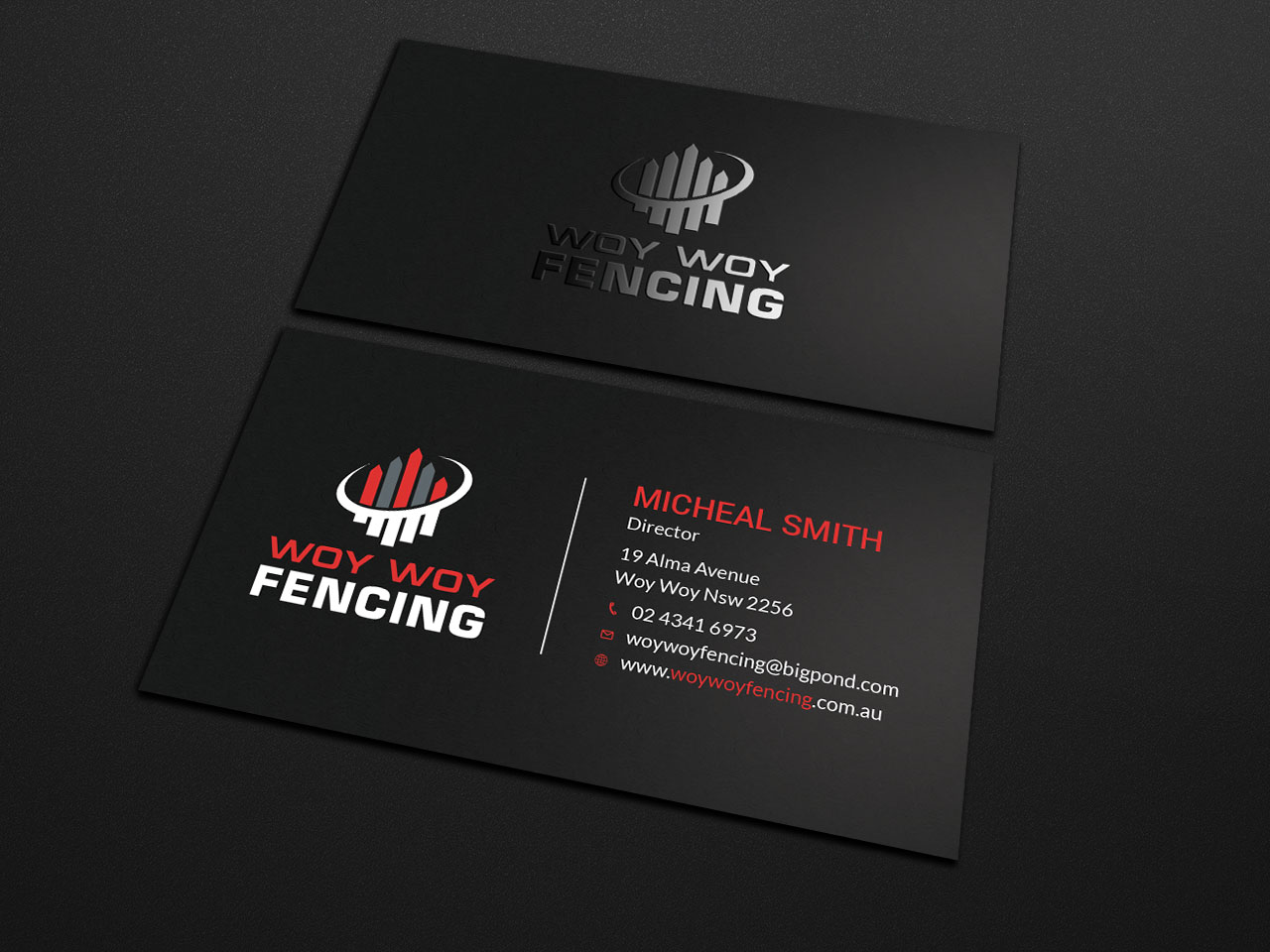 Business Card Design by Tripti Ranjan Gain for Woy Woy Fencing | Design #18717925