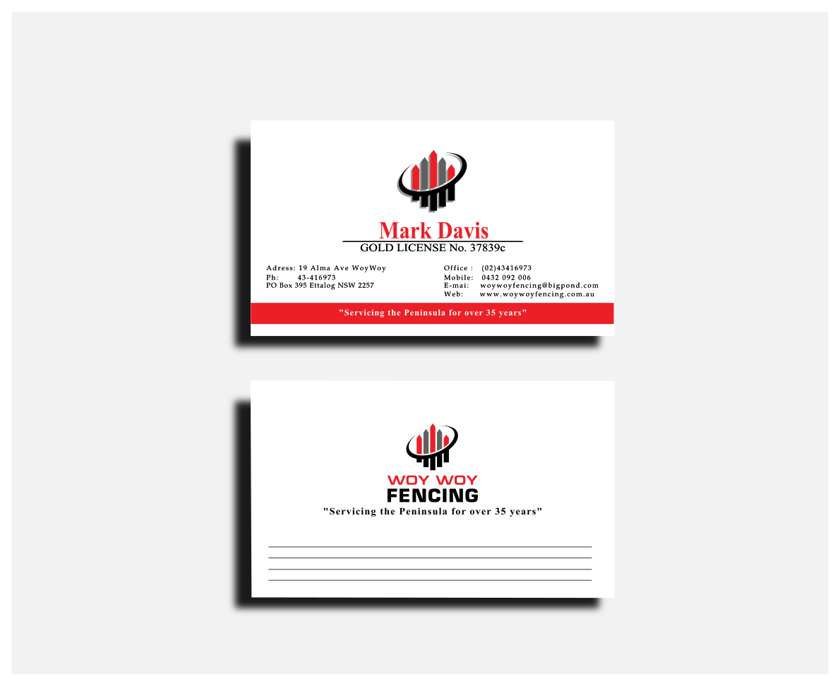 Business Card Design by Redsky Design for Woy Woy Fencing | Design #18766064