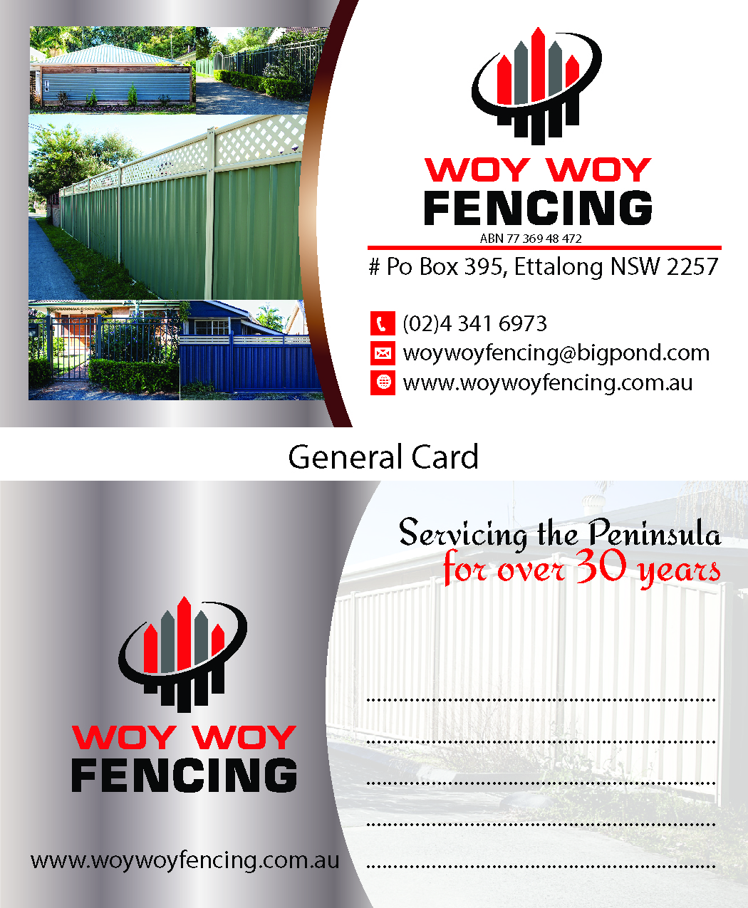 Business Card Design by art  X for Woy Woy Fencing | Design #18762221