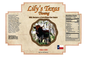 Lily’s Texas Twang BBQ sauce fool label | Label Design by fumbh.designs