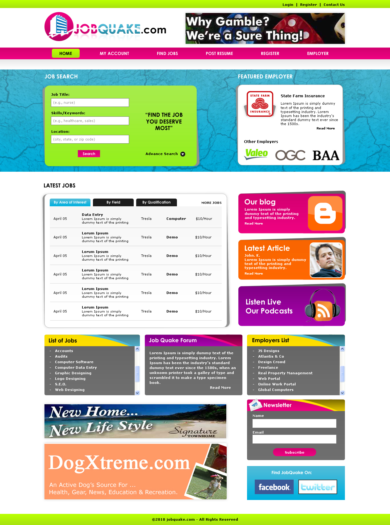 Diseño Web por LogoDesigns.ae para JobQuake | Diseño #53244