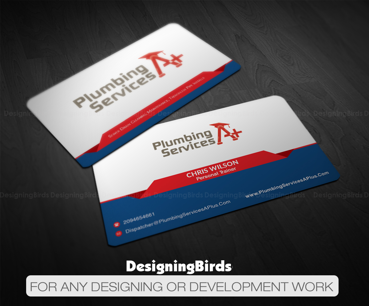 Business Card Design by Designing Birds for plumbing services A+ | Design #18738965