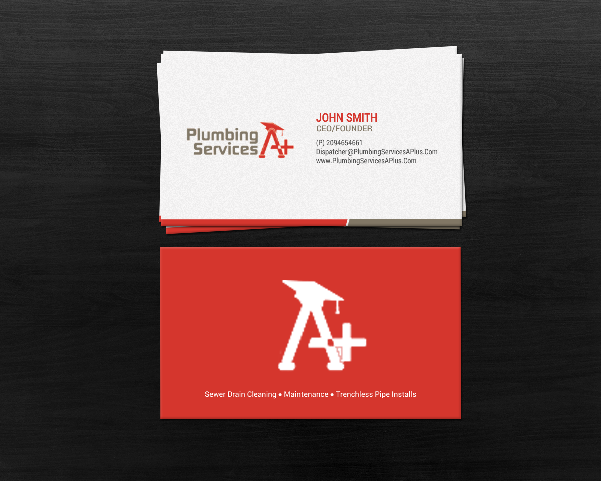 Diseño de Tarjeta de Presentación por chandrayaan.creative para plumbing services A+ | Diseño #18729406