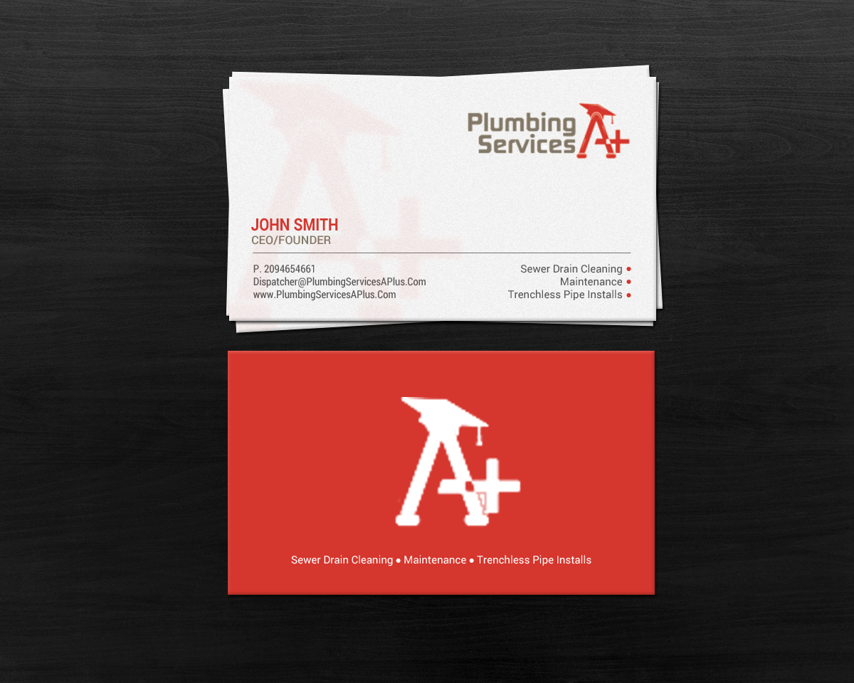 Business Card Design by chandrayaan.creative for plumbing services A+ | Design #18729407