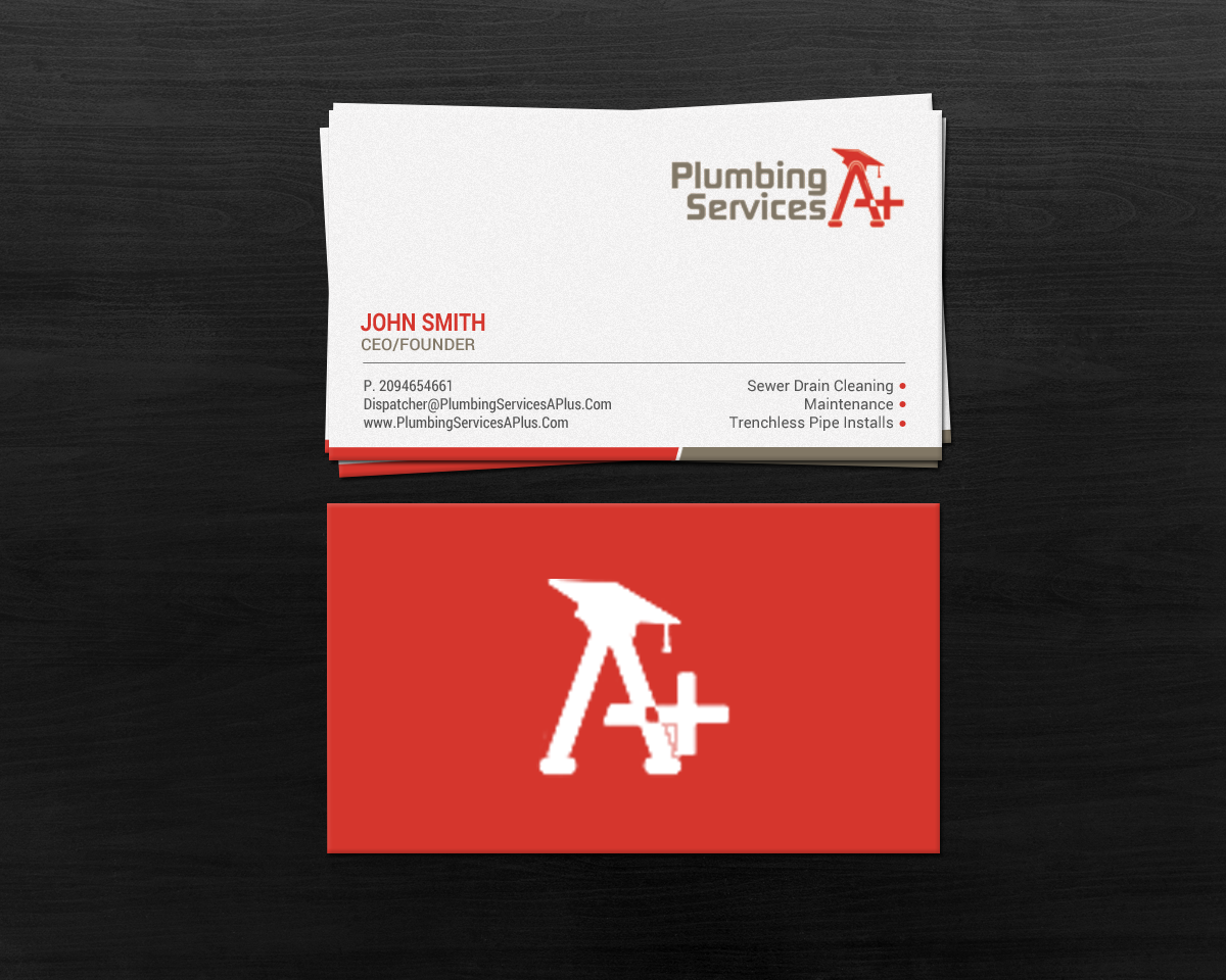 Business Card Design by chandrayaan.creative for plumbing services A+ | Design #18729408